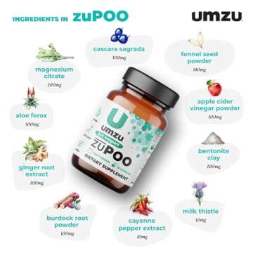 UMZU zuPOO Colon Health & Constipation Relief Supplement | Advanced Digestion Support with Apple Cider Vinegar, Ginger & Milk Thistle for Gas & Bloating (15 Day Supply | 30 Capsules)