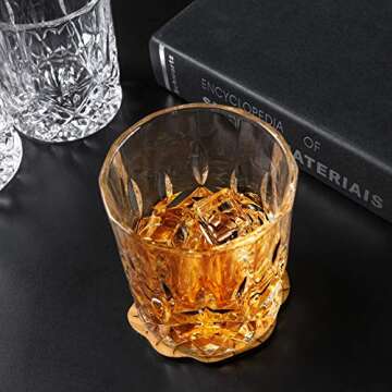 KANARS Old Fashioned Whiskey Glasses with Luxury Box - 10 Oz Rocks Barware For Scotch, Bourbon, Liquor and Cocktail Drinks - Set of 4 - Men Gift