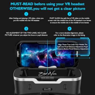 VR SHINECON VR Headset Glasses High-end Version of The Removable 3D Virtual Reality Helmet 4.7-6.8 inches for TV, Phone Movies,Education& Video Games Compatible iOS,Android