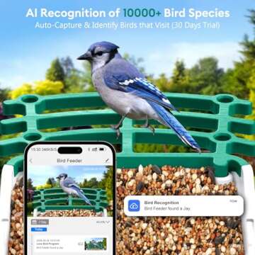 Smart Bird Feeder with Camera Solar Powered, AI Identify Bird Species 2.5k HD Auto Capture Bird Feeder Camera, Real Time Views and Notifications, Gift for Bird Lovers, Green