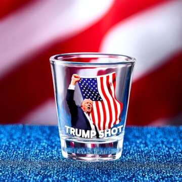 Trump Shot Glass 1.5 oz Heavy Base Shot Glass, Tequila Shot Glass Perfect for Patriotic Celebrations and Political Enthusiasts, Espresso Shot Glass for Vodka, Whiskey, Spirits & Liquors