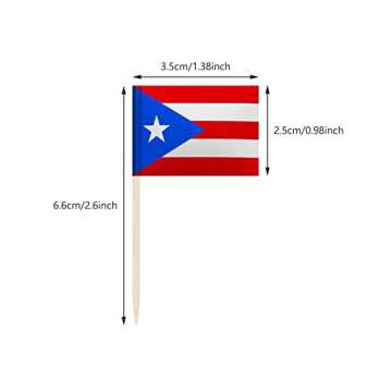 100 Pack Puerto Rico Flag Puerto Rican Toothpick Flags, Cocktail Picks Mini Stick Cupcake Toppers Country Picks Party Decoration Celebration Cocktail Food Bar Cake Flags (Puerto Rico)