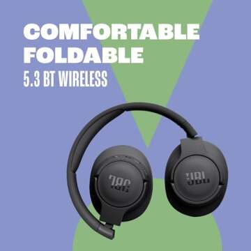 JBL Tune 720BT - Wireless Over-Ear Headphones with JBL Pure Bass Sound, Bluetooth 5.3, Up to 76H Battery Life and Speed Charge, Lightweight, Comfortable and Foldable Design (Purple)