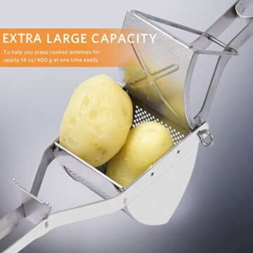 Potato Ricer, Sopito Stainless Steel Potato Masher for Commercial and Home Use