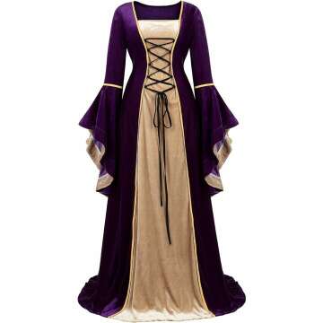 Parlsdy Renaissance Costume Women Velvet Irish Dress Medieval Witch Costumes Victorian Faire Costumes