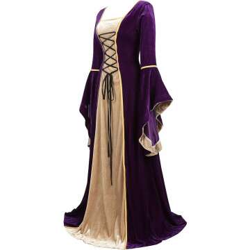 Parlsdy Renaissance Costume Women Velvet Irish Dress Medieval Witch Costumes Victorian Faire Costumes