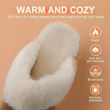 DREAM PAIRS Women's House Slippers Indoor Fuzzy Fluffy Furry Cozy Home Bedroom Comfy Winter Cute Warm Outdoor Shoes FuzzyEasy,Size 8,Chesnut,SOFIE-05