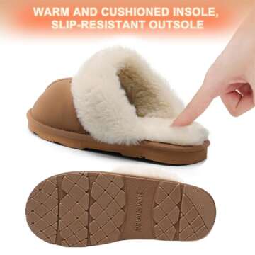 DREAM PAIRS Women's House Slippers Indoor Fuzzy Fluffy Furry Cozy Home Bedroom Comfy Winter Cute Warm Outdoor Shoes FuzzyEasy,Size 8,Chesnut,SOFIE-05