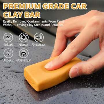 Car Clay Bars Auto Detailing and Clay Luber Synthetic Lubricant Kit, 4 Clay Bars, Clay bar Lubricant Tablets 10 Pack(1pc=16 fl oz), Spray Bottle and Microfiber Towel for Car Detailing Cleaning