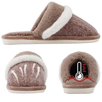 Cozy Slippers for Women Indoor and Outdoor Fuzzy House Shoes with Memory Foam Anti-Skid Sole Gifts for Women Mom Ladies