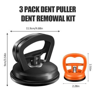 INBUGZ 3 Packs Dent Puller,Car Dent Puller,Car Dent Remover Tools for Car Dent Repair, Glass, Screen, Tiles & Objects Moving (Black+Orange)