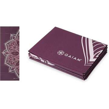 Gaiam Yoga Mat - Folding Travel Fitness & Exercise Mat - Foldable Yoga Mat for All Types of Yoga, Pilates & Floor Workouts (68"L x 24"W x 2mm Thick)