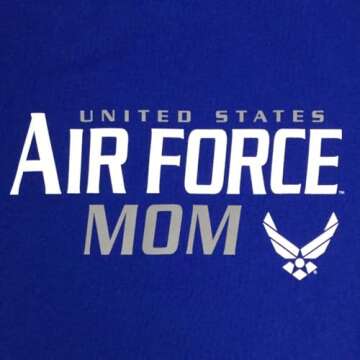 Armed Forces Gear Ladies US Air Force Mom Short-Sleeve T-Shirt - Official Licensed United States Air Force Shirts for Women (Blue, X-Large)