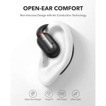 Soundcore by Anker V30i Open-Ear Headphones, Ultra-Comfort, Lightweight Design, Snug Fit, Ergonomic Ear Hooks, Robust Bass, 36H Playtime, Bluetooth 5.3, App Control, Clear Calls (Renewed)