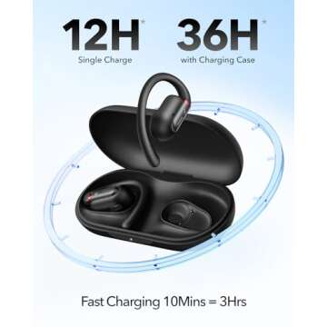 Soundcore by Anker V30i Open-Ear Headphones, Ultra-Comfort, Lightweight Design, Snug Fit, Ergonomic Ear Hooks, Robust Bass, 36H Playtime, Bluetooth 5.3, App Control, Clear Calls (Renewed)