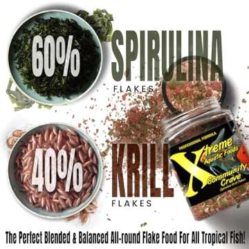 Xtreme Community Crave Flake - Krill & Spirulina Blend for Vibrant Colors, Immune Support and Digestive Health, Tropical & Freshwater Fish Nutrition – Premium Community Aquarium Food (3.5oz)