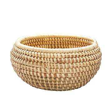 Ten Thousand Villages Rounded Kaisa Basket Bowl, Tan, 10