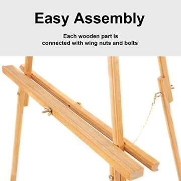 Falling in Art 65" A-Frame Tripod Easel Stand, Wooden Display Easel with Adjustable Canvas Holder, Floor Easel for Wedding Signs, Posters, Paintings, Artwork(Natural)