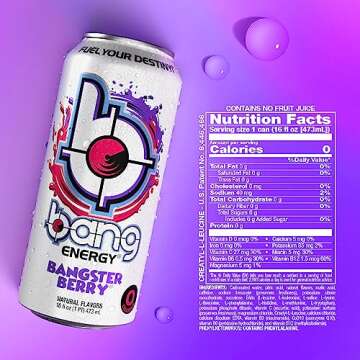 Bang Energy Bangster Berry, Sugar-Free Energy Drink, 16-Ounce (Pack of 12)