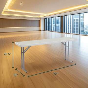 Seminar Folding Table by National Public Seating – 18x72 Portable, Heavy-Duty Foldable Table Indoor/Outdoor Table for Office, Conferences & Training Rooms – Lightweight & Durable, Speckled Gray