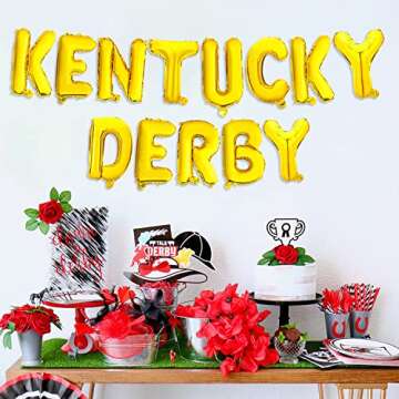 KENTUCKY DERBY Kentucky Derby Day Balloons Banner,18in Gold Horse Racing Balloons Derby Day Party Banners Festival Holiday Party Supplies Decorations Racetrack Stadium Wall Home Decor