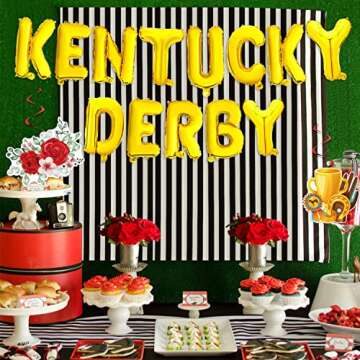 KENTUCKY DERBY Kentucky Derby Day Balloons Banner,18in Gold Horse Racing Balloons Derby Day Party Banners Festival Holiday Party Supplies Decorations Racetrack Stadium Wall Home Decor