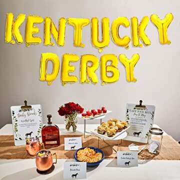 KENTUCKY DERBY Kentucky Derby Day Balloons Banner,18in Gold Horse Racing Balloons Derby Day Party Banners Festival Holiday Party Supplies Decorations Racetrack Stadium Wall Home Decor