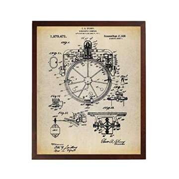 Turnip Designs Gyrocompass Patent Poster Art Print Nautical Decor Aviation Wall Art Nautical Compass Compass Wall Art TNP209