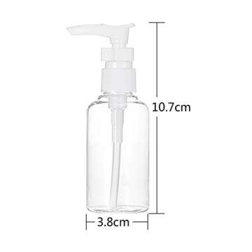 TecUnite 6 Pack Small Pump Bottles Clear Travel Bottle Plastic Empty Spray Bottle Dispenser Hand Lotion Sanitizer Refillable Bottle Set with Small Funnel for Flight, Airport, Holiday