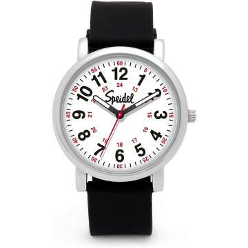 Speidel Original Scrub Watch™ for Nurse, Medical Professionals and Students – Various Medical Scrub Colors, Easy Read Dial, Military Time with Second Hand, Silicone Band, Water Resistant