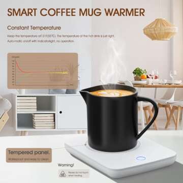 Misby Mug Warmer, Coffee Warmer for Desk Auto Shut Off Coffee Lovers Gift Ideas, Smart Coffee Cup Warmer with Gravity-Induction Coffee Mug Warmer for Desk Use Keep Beverages Coffee Warmer (White)