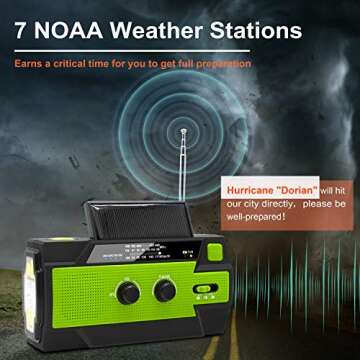 Emergency Crank Weather Radio - 4000mAh Solar Hand Crank Portable AM/FM/NOAA