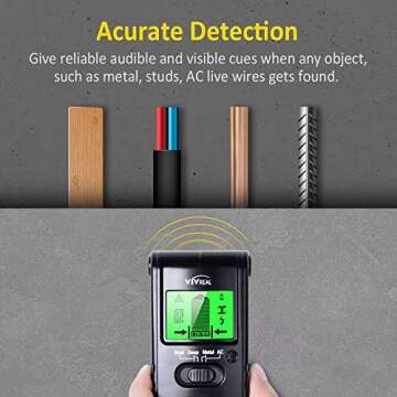 Stud Finder Wall Scanner - 4 in 1 Electric Wood Detector, Sensor Wall Scanner with LCD Display, Beam Finder Center Finding & Sound Warning for Wood AC Wire Metal Studs Detection (Black)