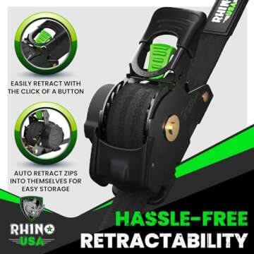 Rhino USA Retractable Tie Down Straps - 1,209lb Strength