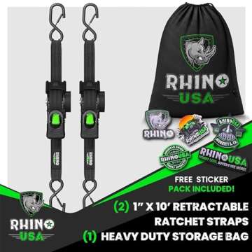 Rhino USA Retractable Tie Down Straps - 1,209lb Strength