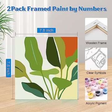 cupmod 2 Pack Framed Paint by Number for Kids Ages 8-12,Easy DIY Acrylic Flower Watercolor Paint by Numbers Kits on Canvas,Paint by Number for Adults Beginners for Home Wall Decor (8x8inch)