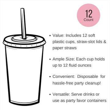 Football Party Disposable Cups - Set of 12 Sports Team Player Game Day Birthday