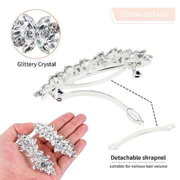 Rhinestone French Barrette Hair Pins for Women