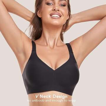 Gailife Smooth Wireless Bras for Women No Underwire Comfort Seamless Supportive Bra Raceback Push Up Bralettes Full Coverage -BK,S Black