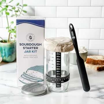 Cultures For Health Sourdough Starter Jar Kit | Easy DIY Breadmaking Kit for Sourdough Bread | Essential Baking Supplies for Homemade Bread | Glass Jar Kit With Spatula Baking Set | Fermentation Jar