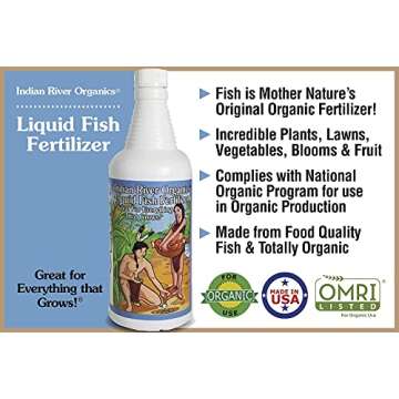 Indian River Organics OMRI Listed Organic, Hydrolyzed Liquid Fish Fertilizer, 1 Quart / 36 ounces net wt.