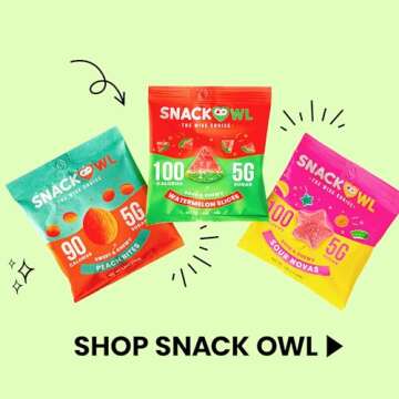 Snack Owl Vegan Sour Gummy Candy – Gluten Free, Low Calorie Candy - Guilt Free & Delicious Healthy Gummy Snacks - (Variety)