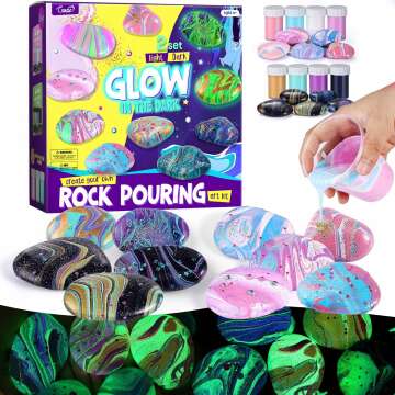 2 in 1 Rock Painting Art Kit - Glow in The Dark Fun for Kids