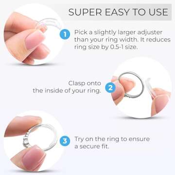 5 STARS UNITED Ring Sizers for Loose Rings - 8 Easy-Clip Ring Size Adjusters for 1-10 mm Band Widths - Ring Guards for Women and Men