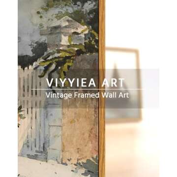 VIYYIEA Vintage Plant Large Framed Wall Art, Orange Trees and Gate Painting Decor Aesthetic, 24x36 Inch Canvas Print Artwork, Farmhouse Still Life Wall Pictures for Bedroom Living Room