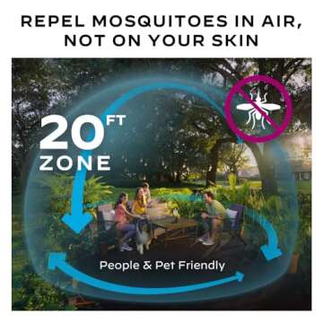 Thermacell Patio Shield E55 Mosquito Repellent E-Series Rechargeable Repeller; 20' Mosquito Protection Zone; Includes 12-Hour Repellent Refill; No Spray, Flame or Scent; Bug Spray Alternative