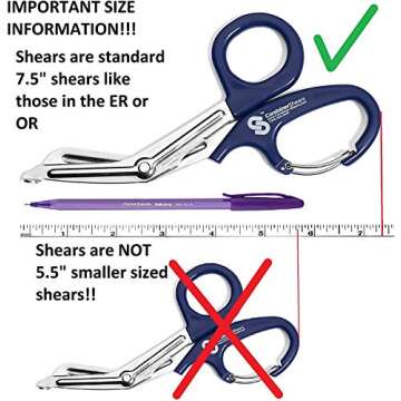 Trauma Shears with Carabiner - Stainless Steel Bandage Scissors for Surgical, EMT, EMS, Medical, Nursing, and Veterinary Use, First Aid Supplies and Accessories, 7.5-inch, Pink