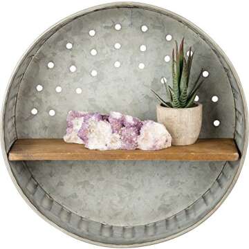 Primitives by Kathy Distressed Wall Shelf, 12.5 in Diameter, Metal and Wood