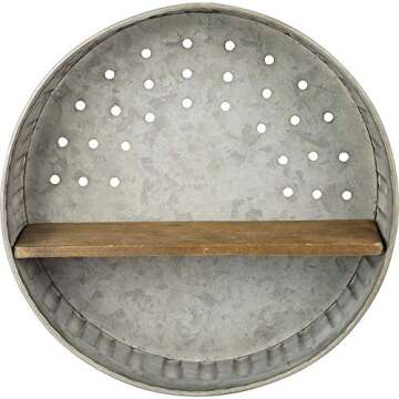 Primitives by Kathy Distressed Wall Shelf, 12.5 in Diameter, Metal and Wood