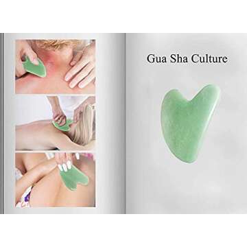 Gua Sha & Jade Roller,Facial Beauty Skin Tools Quartz Roller Massager for Face, Neck Eye Relieve Wrinkles Muscle Tensions Reduce Puffiness Jade Stone Board Care Gifts For Women Sets (Green)